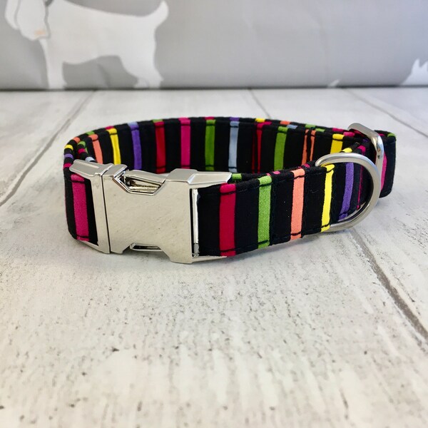 Dog Collar | Dog Collar and Lead Set | Multicolour Dog Collar | Stripy Dog Collar | Chihuahua Collar | Designer Dog Collar | Puppy Collar