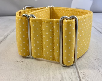 Yellow Polka Dot Martingale Collar | Sighthound Collar & Lead