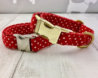 Dog Collar | Red dog collar | Spotty Dog Collar | Cute Dog Collar | Dog Collar and Lead Set | Designer Dog Collar | Dog Collar in the UK