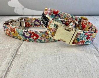 Collare per cani Liberty / Collare per cani / Set per cani e guinzaglio / Collare per cani floreale / Collare e guinzaglio per cani / Collare per cani di design / Collare per cani da ragazza