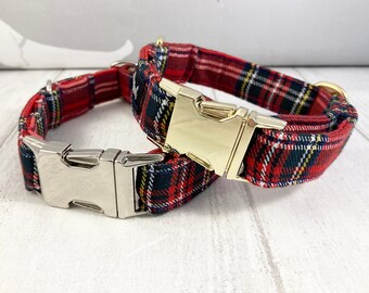 Dog Collar | Traditional Red Tartan Dog Collar | Tartan Dog Collar | Red Dog Collar | Christmas Dog Collar | Dog Collar and Matching Lead
