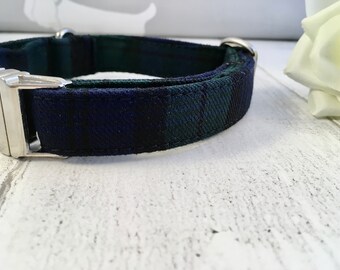 Navy Blue and Green Tartan Dog Collar | Dog Collar | Dog Collar and Lead | Tartan Dog Collar | Dog Collar and Lead in the UK | Dog Collar UK
