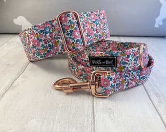 Liberty Dog Collar | Betsy- Ann Pink | Martingale Collar | Floral Martingale | Ditsy Dog Collar | Martingale Collar and Lead | Martingale UK