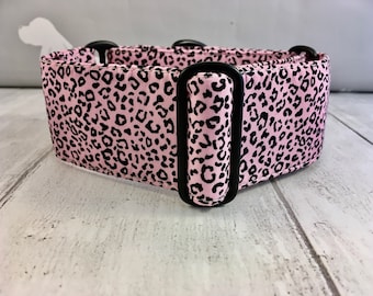 Rosa Leopard Martingale Hundehalsband | Martingale Halsband | Zugstopphalsband und Leine | Windhundhalsband | Whippet Halsband | Windhundhalsband