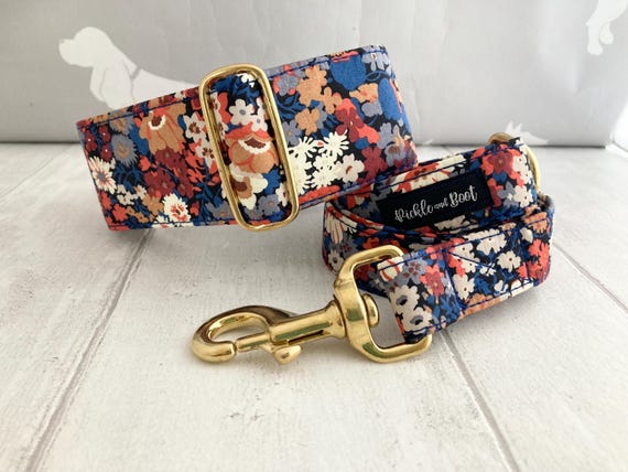 Liberty Martingale Dog Collar and Lead | Thorpe Liberty Dog Collar | Blue and Orange Martingale | Sighthound Collar