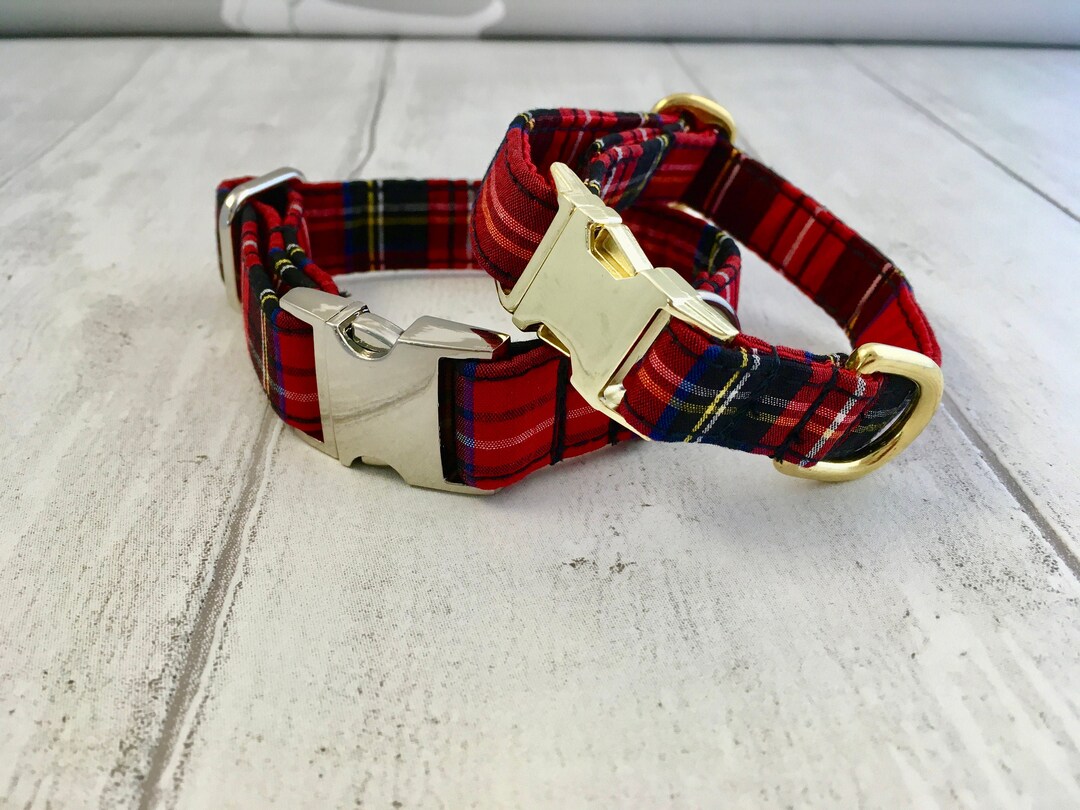Dog Collar Traditional Red Tartan Dog Collar Tartan Dog Etsy