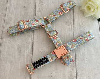 Dog Harness | Liberty Dog Harness | Dog Harness and Lead Set | Blue Floral Dog Harness | Strap Dog Harness | Designer Dog Harness