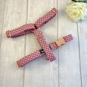 Hundegeschirr | Hundegeschirr rosa | Blush Rose Pickel Hundegeschirr | Hundegeschirr und Leine Set | Gurtband Hundegeschirr | Hundegeschirr aus England |