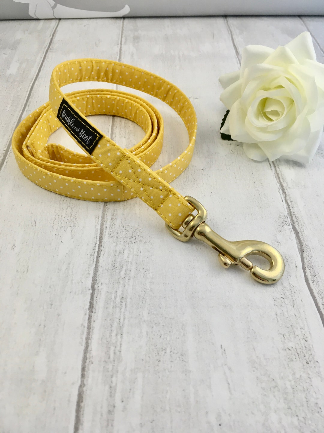 Dog Lead Dog Leash Mustard Yellow Dog Lead Spotty Dog Lead Yellow Dog