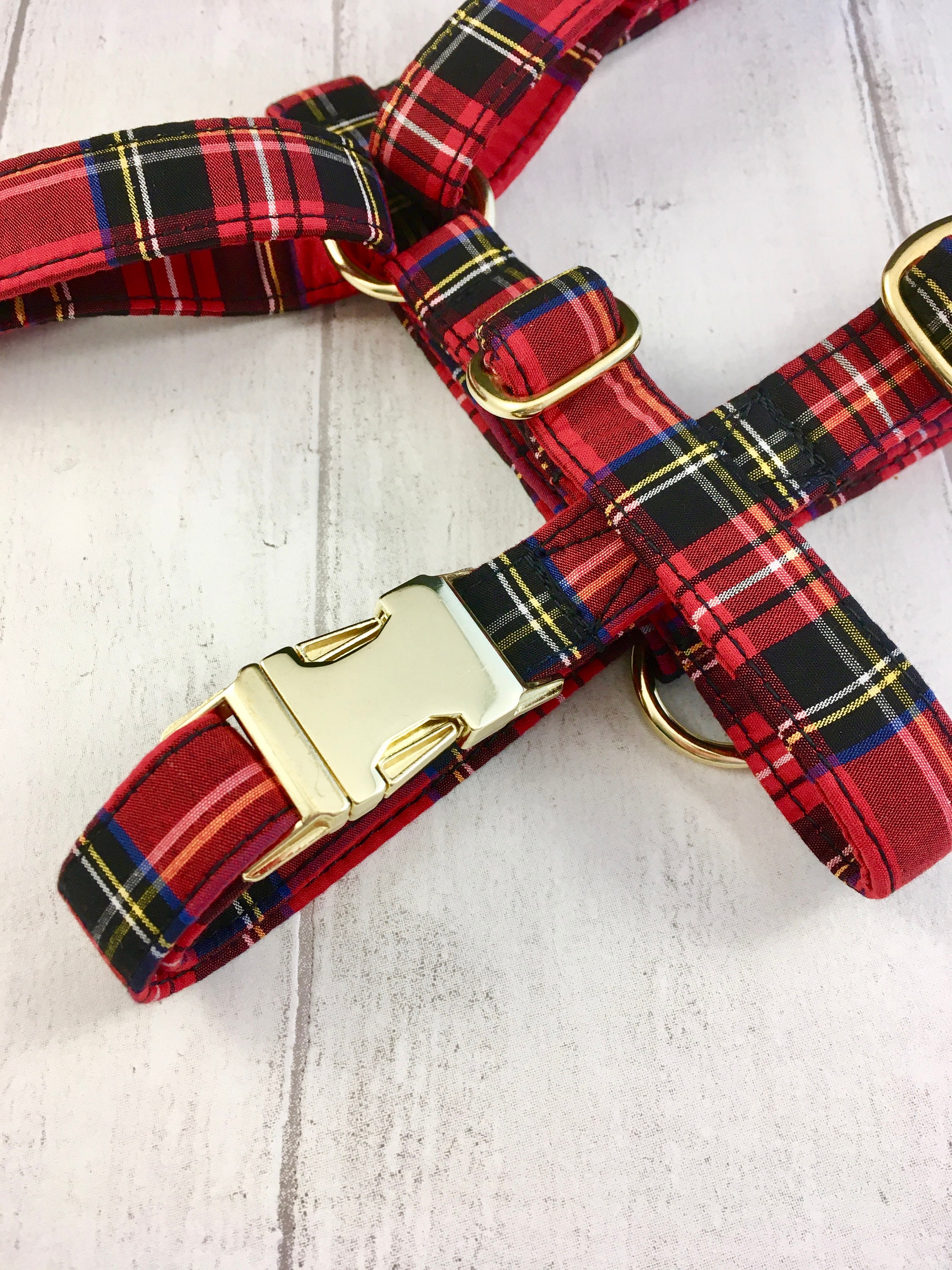 Dog Harness Tartan Dog Harness Strap Harness Dog Harness Etsy
