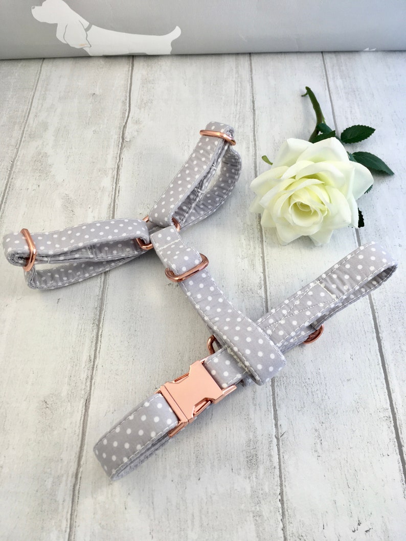 Dog Harness Grey Dog Harness Spotty Dog Harness Dog Etsy