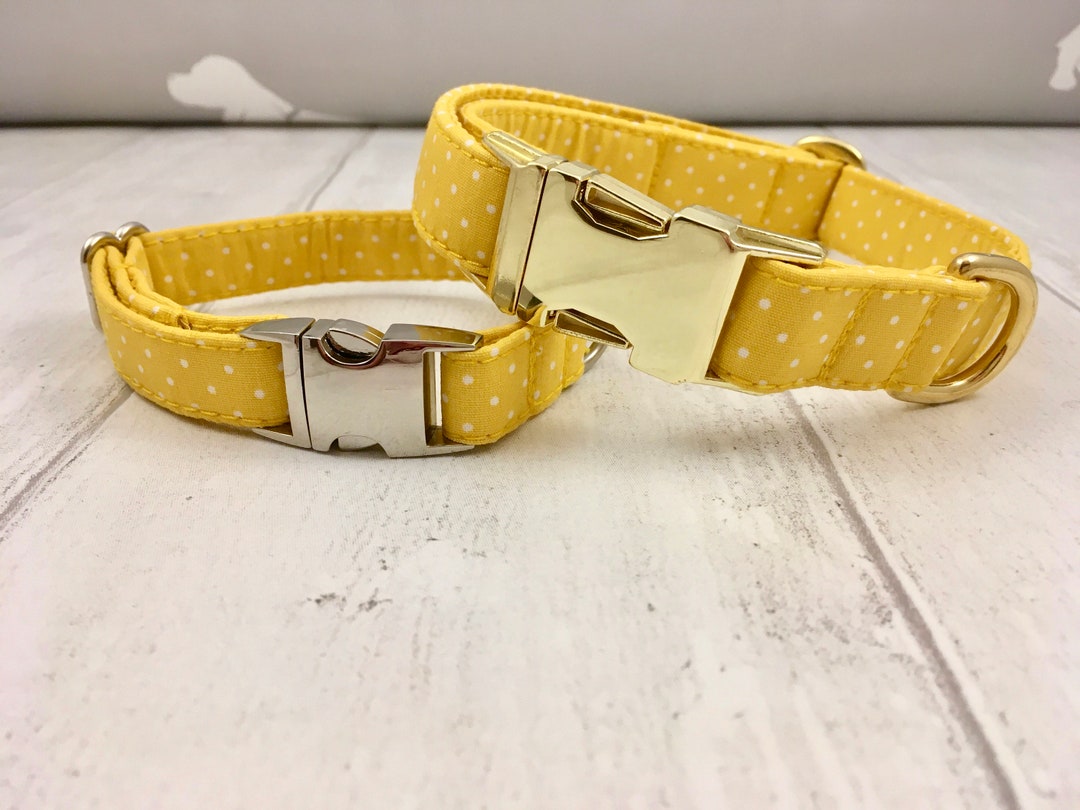 Dog Collar Mustard Yellow Dog Collar Spotty Dog Collar Etsy