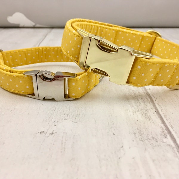 Collier pour chien | Collier pour chien jaune moutarde | Collier de chien tacheté | Collier pour chien jaune Collier Chihuahua | Collier pour chiot | Ensemble collier et laisse pour chien