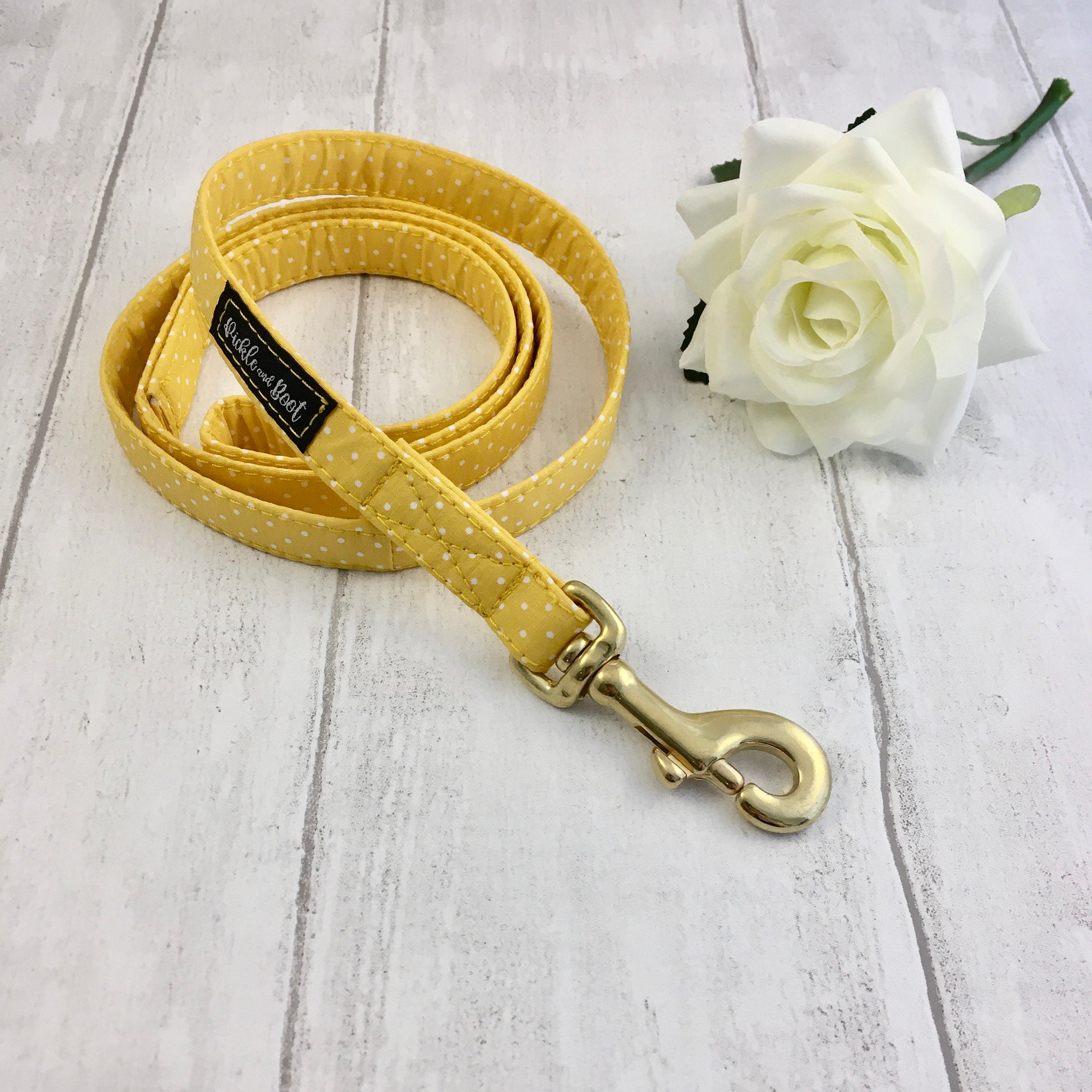 Dog Lead Dog Leash Mustard Yellow Dog Lead Spotty Dog Etsy UK