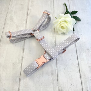 Dog Harness | Grey Dog Harness | Spotty Dog Harness | Dog Strap Harness | Designer Dog Harness | Cute Dog Harness | Dog Harness and Lead Set