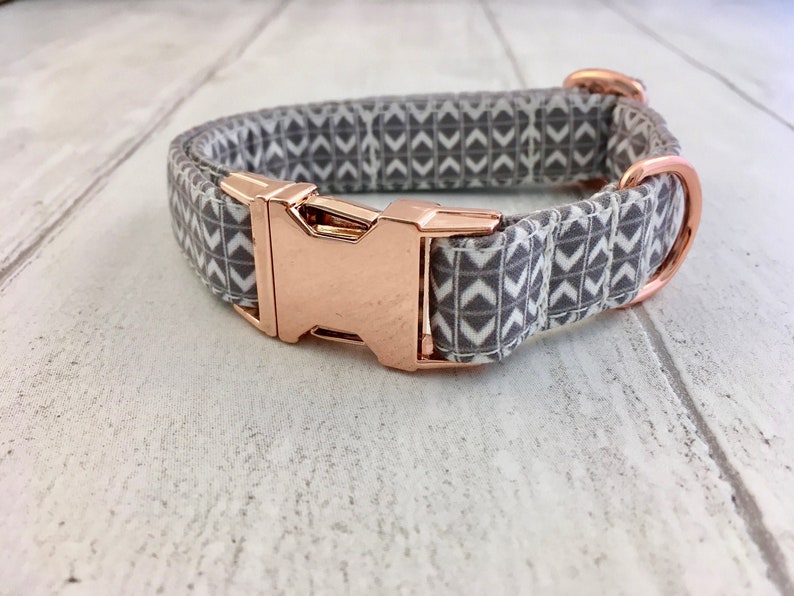 Dog Collar Grey Dog Collar Geometric Dog Collar Etsy