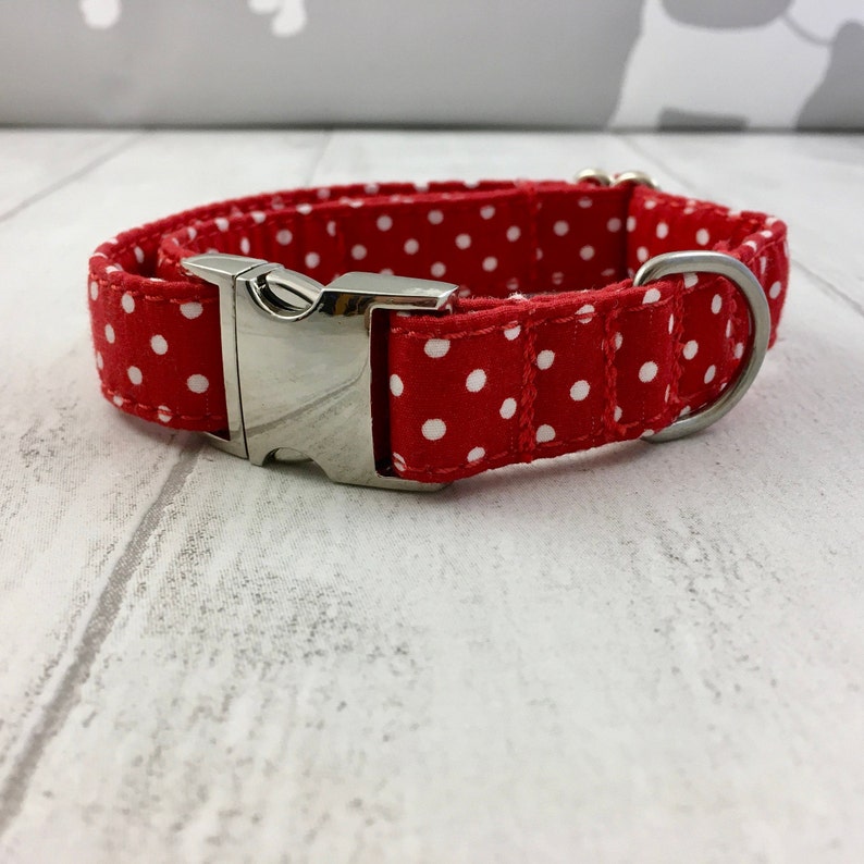 Dog Collar Red Dog Collar Spotty Dog Collar Cute Dog Etsy