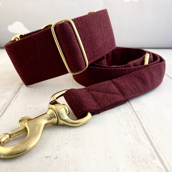 Martingale Dog Collar | Martingale Collar and Lead | Burgundy Dog Collar | Greyhound Collar | Whippet Collar | Sighthound Collar | Lurcher