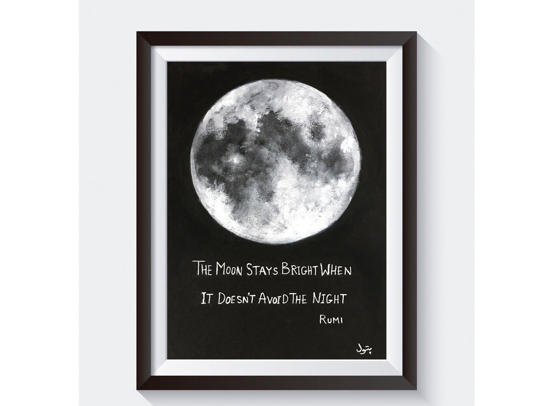 Moon Painting Rumi Space Art Moon Phases Original - Etsy