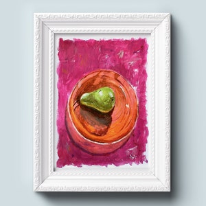 Pittura acrilica originale, opere d'arte originali, pera, pittura di natura morta, arte della natura morta, pittura di frutta, "Pink Afternoon", Batool Art