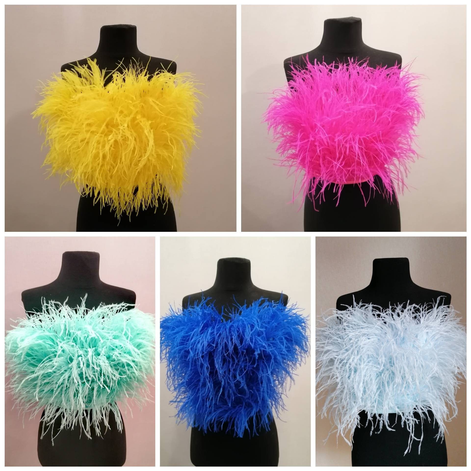 Feather crop top Feather tube top Feather top Crop feather top Etsy