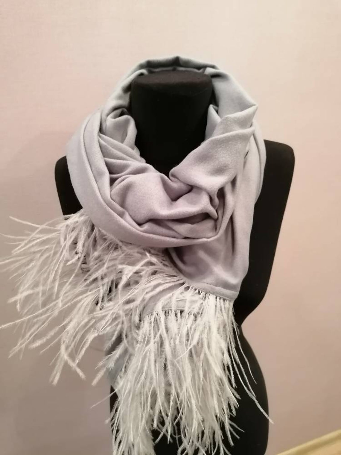 Cashmere scarf with feather Turquioise cashemere scarf Feather Etsy