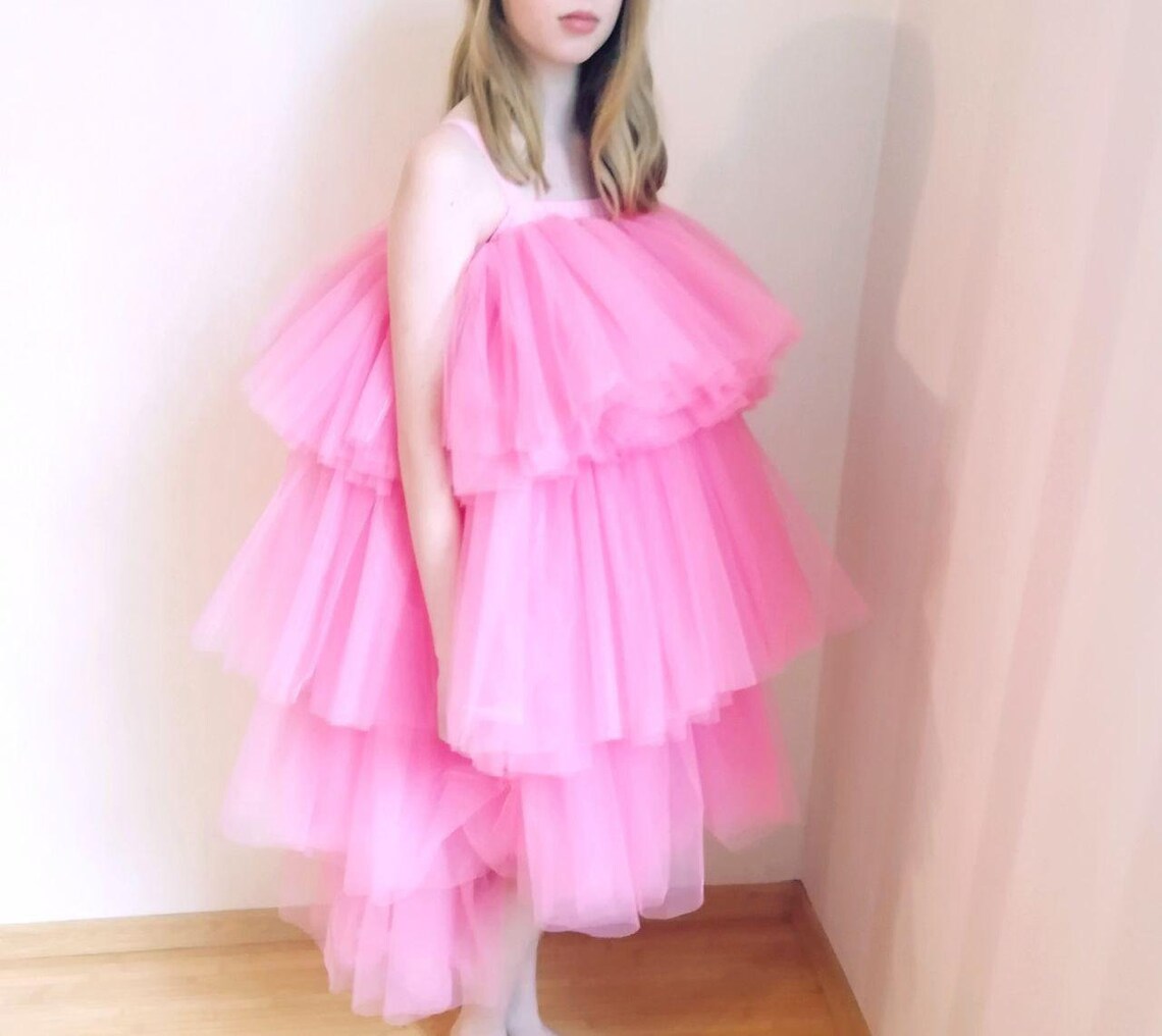 Luxury hot pink tulle dress Girl First Birthday Outfit Toddler Etsy
