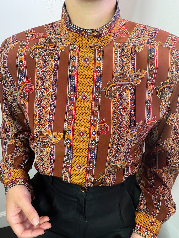Vintage paisley poly silk blouse