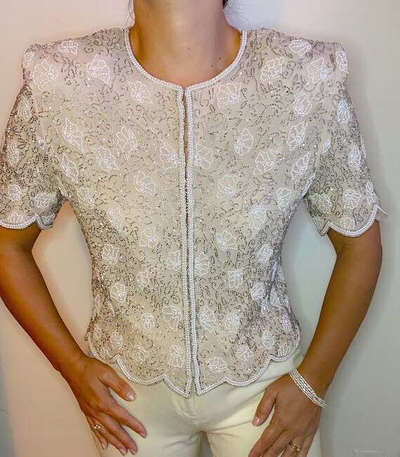 Vintage beaded silk blouse