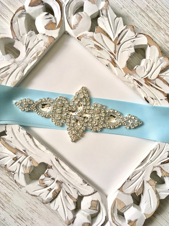Light Blue Bridal Sash, Wedding Belt, Bridal Belt, Flower Girl