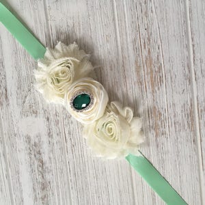 Flower Sash, Green Sash, Flower Belt, Green Bridal Belt, Green Wedding Belt Sash, Maternity Sash, Flower girl Belt, Baby Sash Belt, Sash