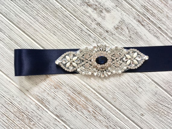 navy blue sash belt