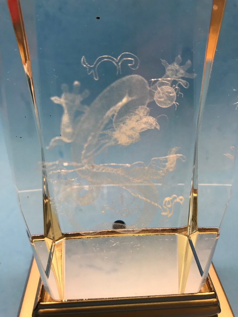 3D LazerEtched Crystal Glass Hologram Cube 3 LED Lights Etsy