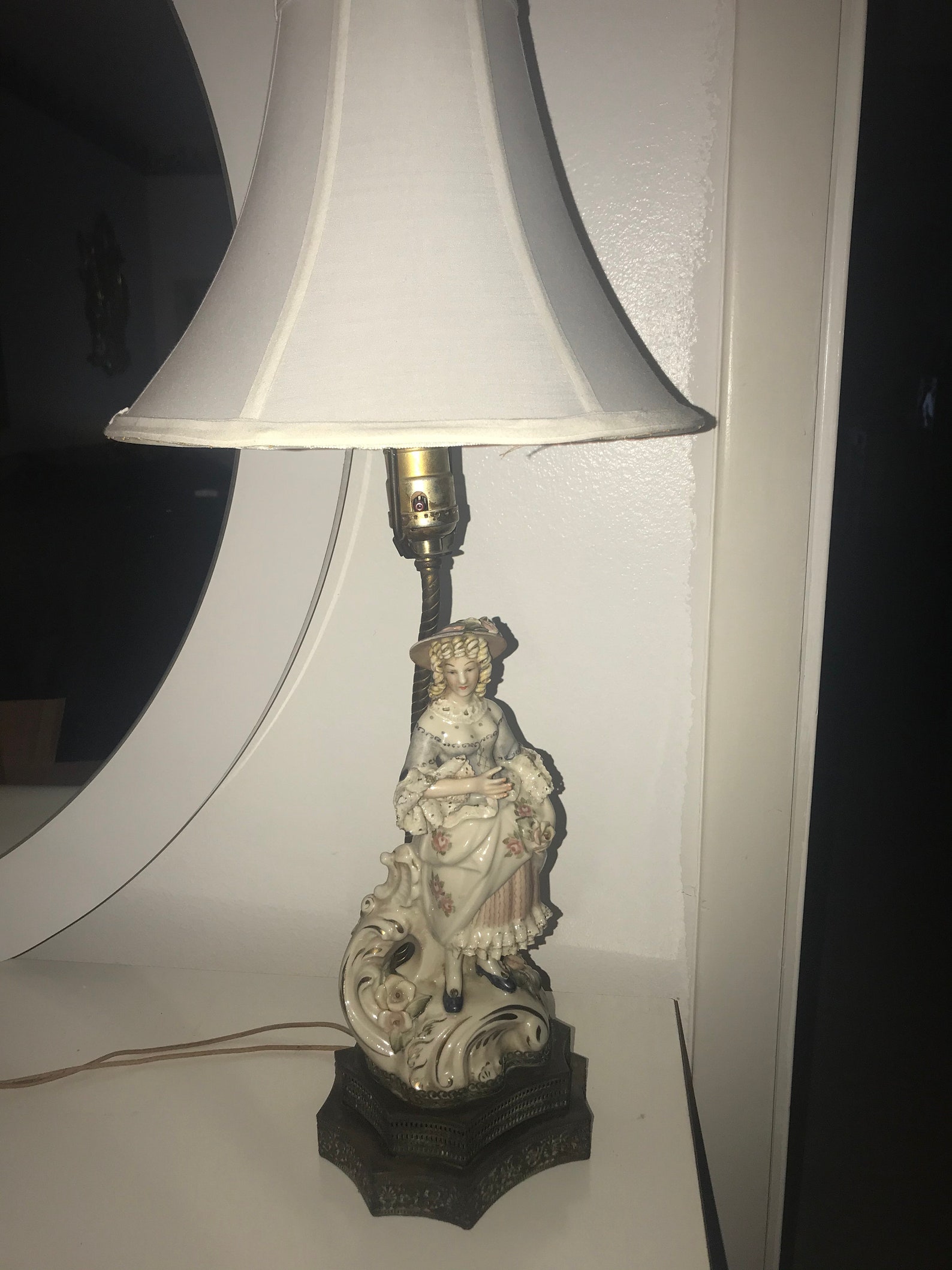 Antique Handpainted Victorian Porcelain Table Lamp Etsy