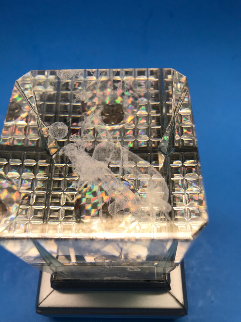 3D LazerEtched Crystal Glass Hologram Cube 3 LED Lights Etsy