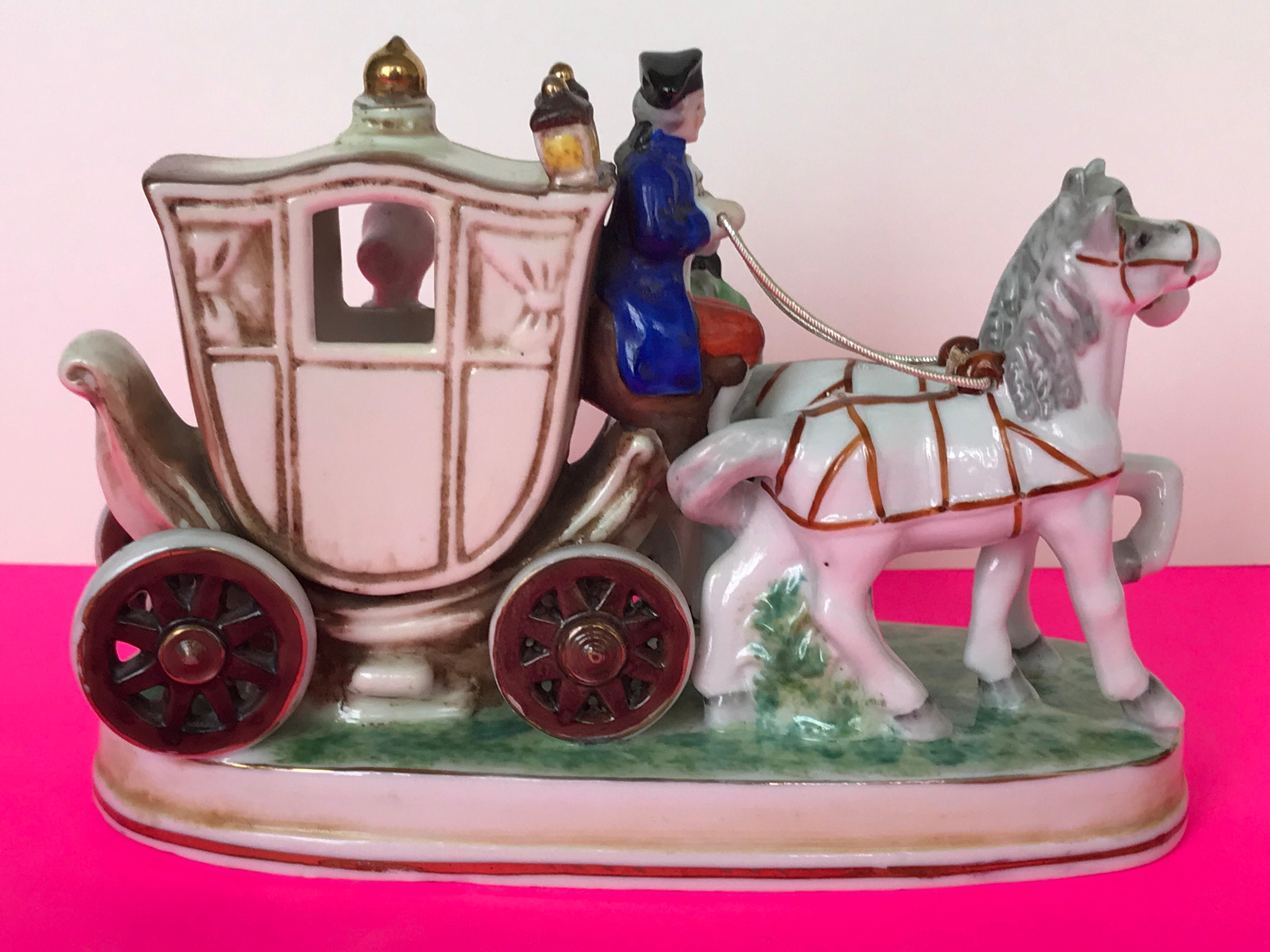 Vintage Porcelain Horse and Carriage 8 x 5.5 x Etsy