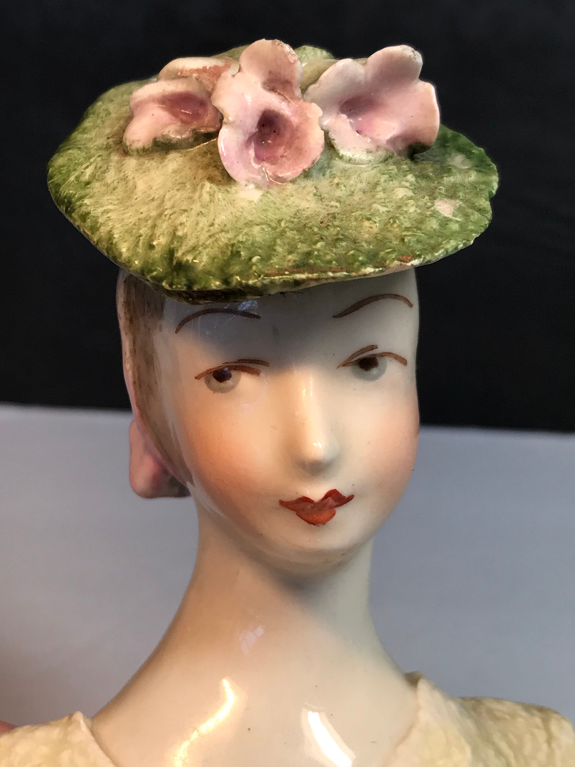 Porcelain Bust of MidCentury Lady with Flowers Gilt Accents Etsy