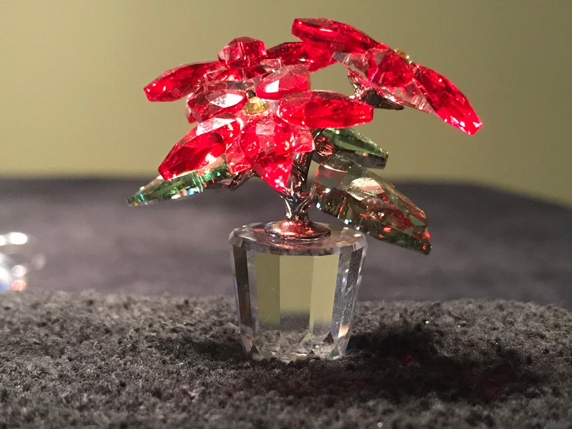 Small Swarovski Crystal Poinsettia Plant in Crystal Vase Etsy