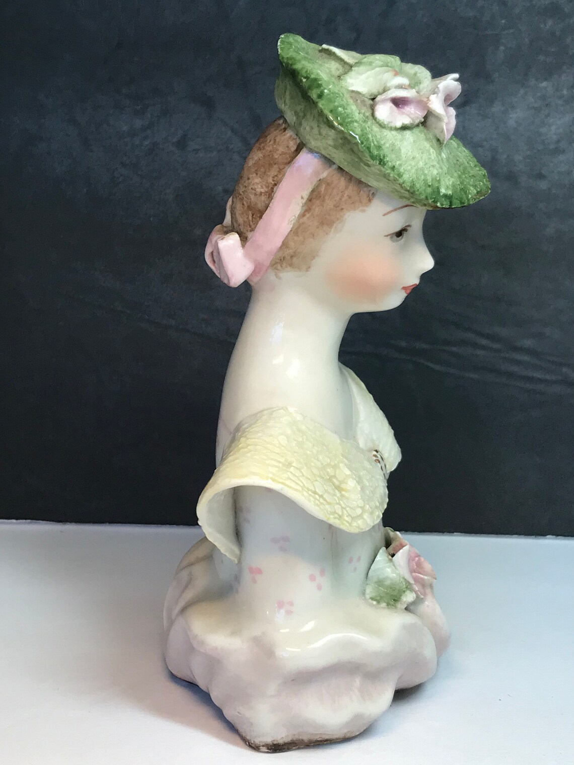 Porcelain Bust of Midcentury Lady With Flowers Gilt Accents Etsy