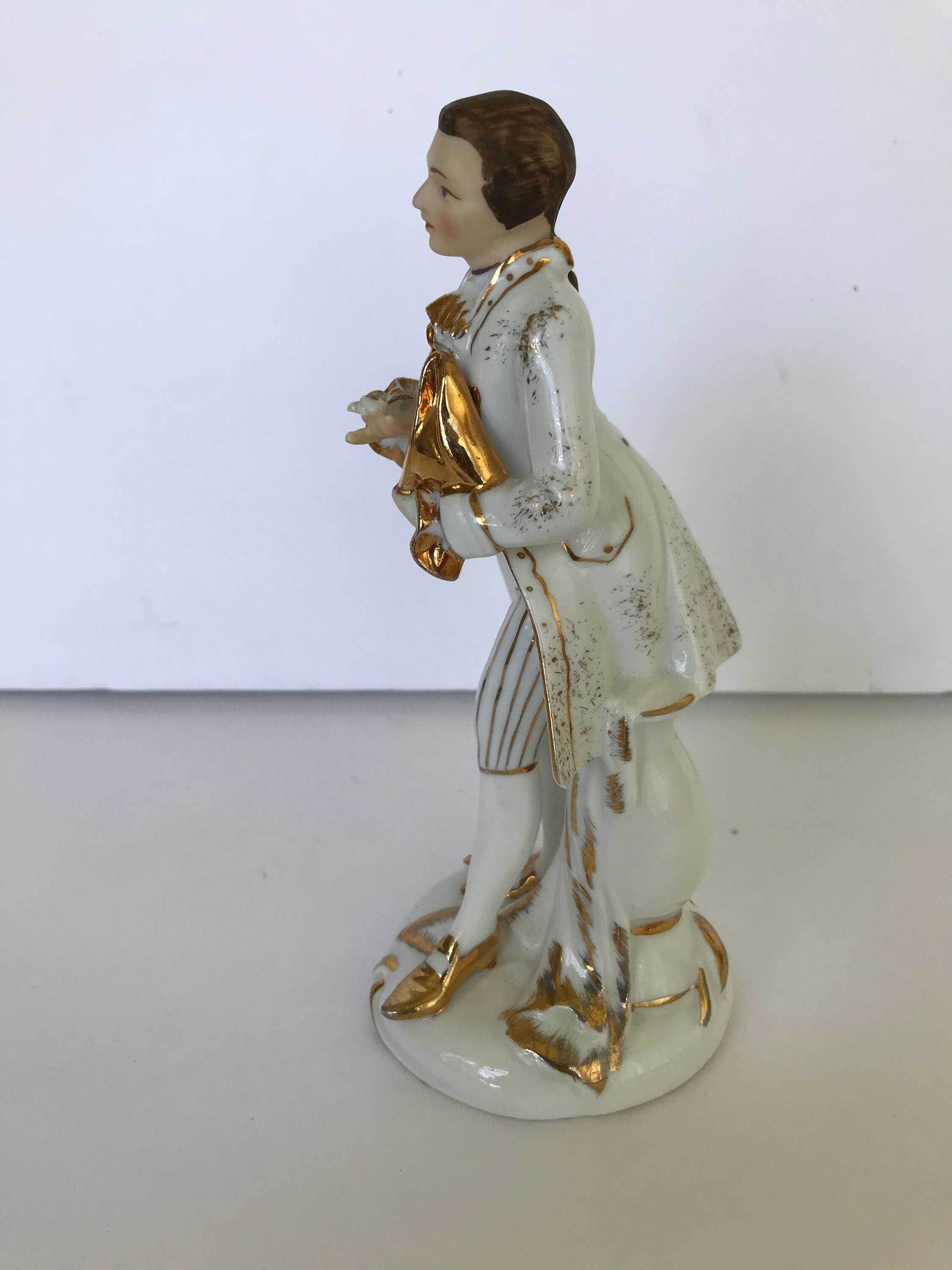 Vintage Lefton China Figurine Gentleman KW460 Gilt Trim Etsy