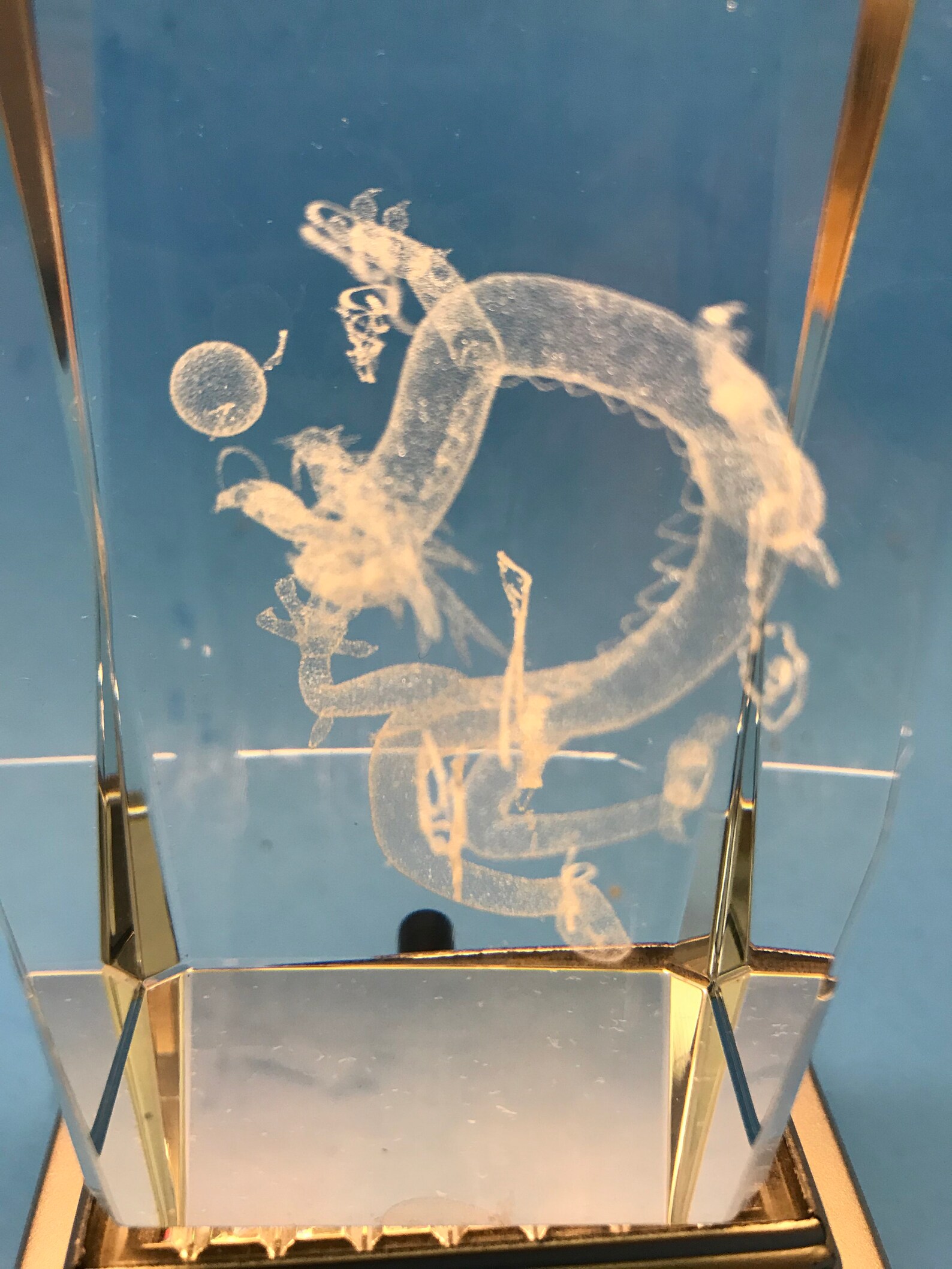 3D LazerEtched Crystal Glass Hologram Cube 3 LED Lights Etsy