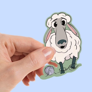 Knitting Sheep Sticker, Cute Vinyl Sticker for Knitters, Yarn Lovers, Fiber Artists, Crochet Fans, Crafting Accessories