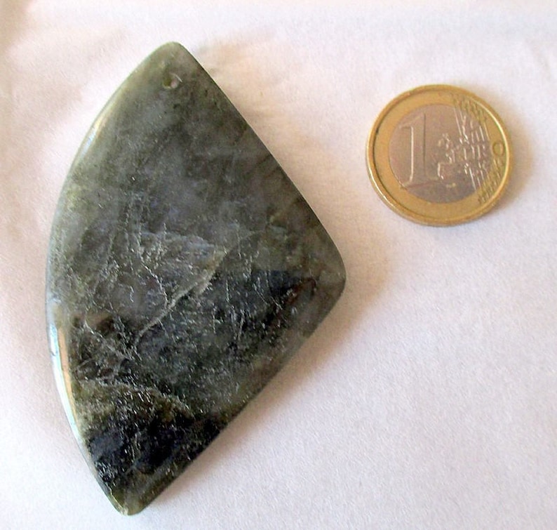 Labradorite pendentif pierre fine 71x45x6mm gemme reiki plexus solaire 3eme oeil