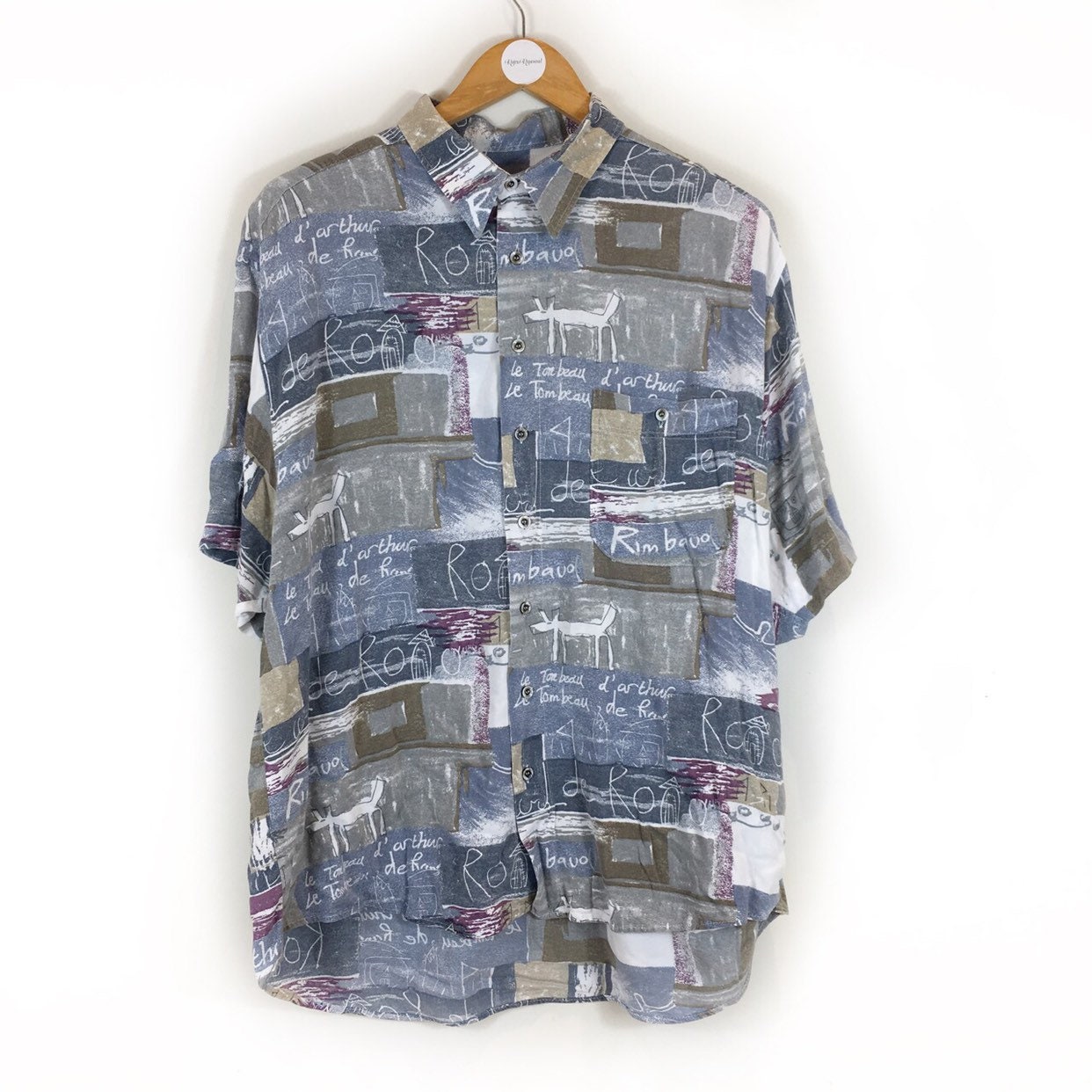 Image of Vintage Shirt, Men’S Retro 90S Abstract Festival Funky Lightweight Top, Top