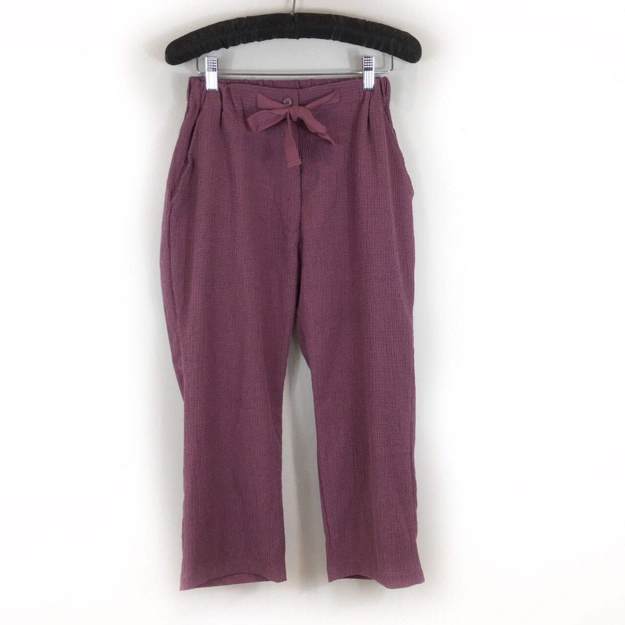 Image of Retro Trousers, Boho Cropped Plaid Hippie Cheesecloth Style Summer Trousers