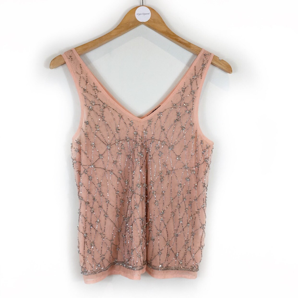 Image of Boho Top, Party Beaded Sequin Mesh Hippie Flapper Style Occasion Evening Top