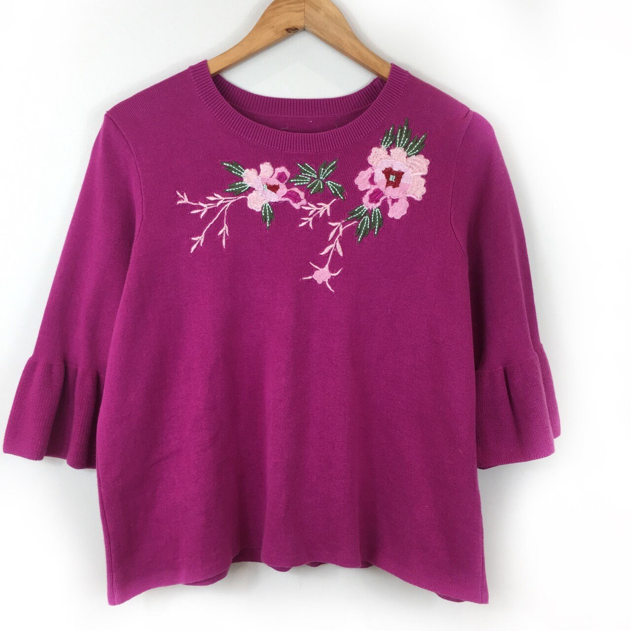 Image of Boho Top, Floral Hippie Jumper, Knitted Retro Embroidered Sweater