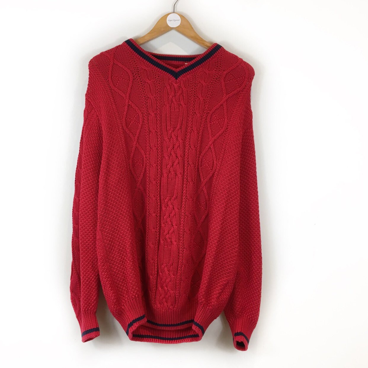 Image of Vintage Jumper, 90S Retro Cotton V Neck Men’S Knitted Sweater