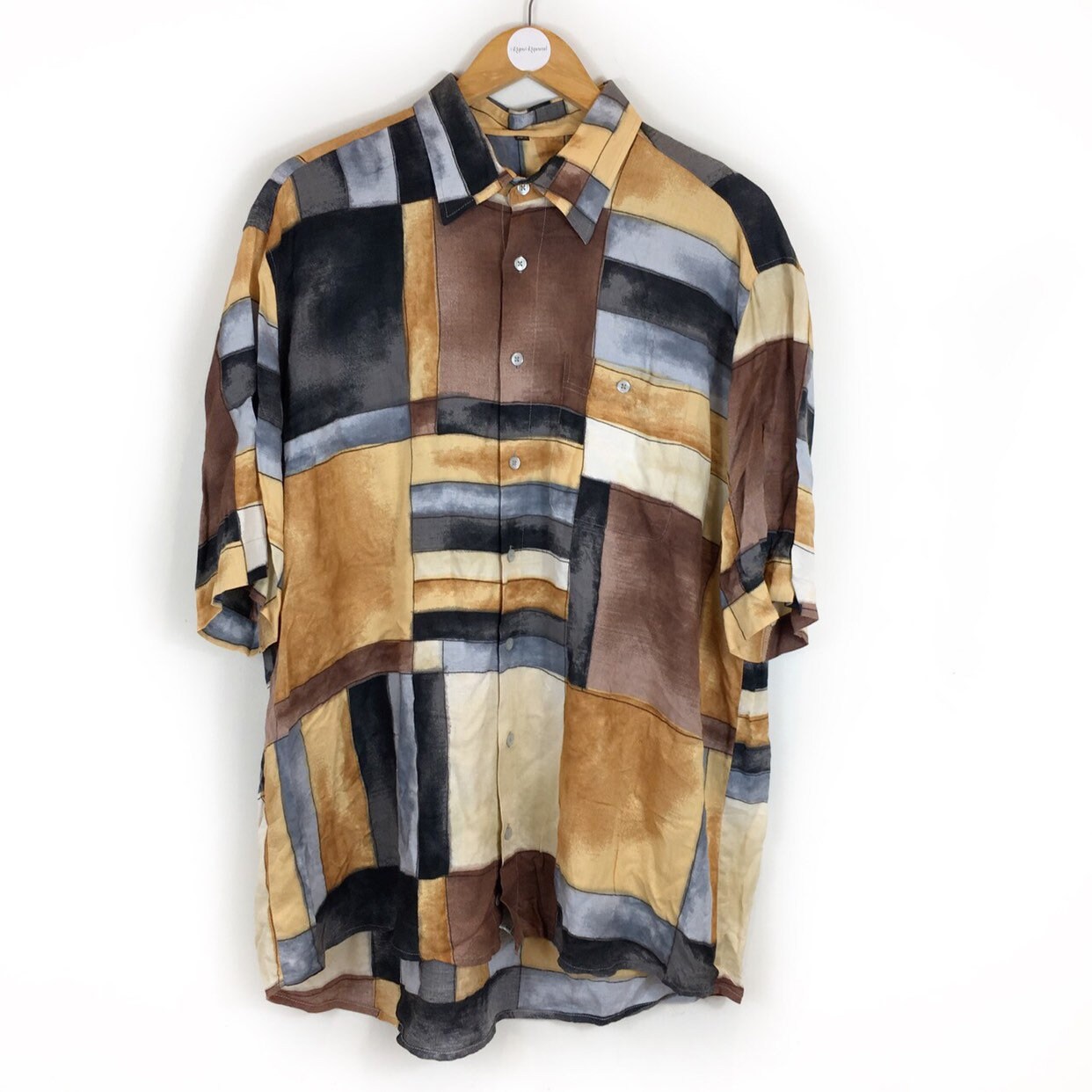 Image of Vintage Shirt, Men’S 90S Retro Patchwork Abstract Funky Festival Top