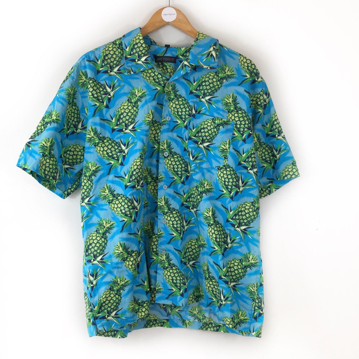 Image of Vintage Shirt, Pineapple Abstract 90S Funky Retro Cotton Men’S Festival Shirt